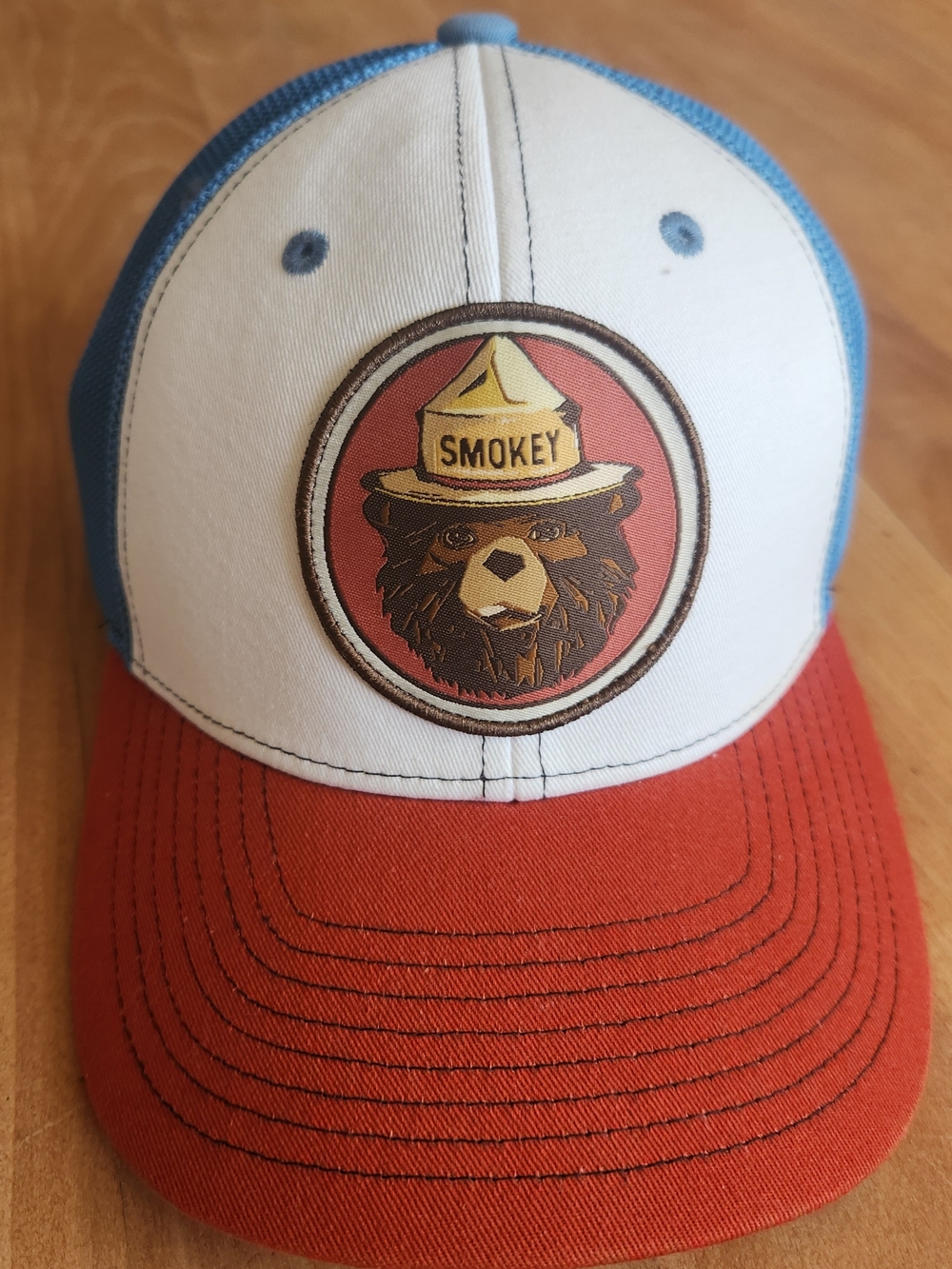Smokey Bear Trucker Hat - White, Red & Blue